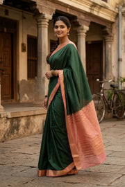 Leaf Green Semi Mysore Crepe Silk Saree  10077782