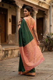 Leaf Green Semi Mysore Crepe Silk Saree  10077782 