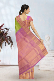 Green Pure Tissue Silk Bridal Korvai Kanjivaram Saree 10068037