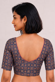 Blue Ajrakh Printed Cotton Blouse 10074449