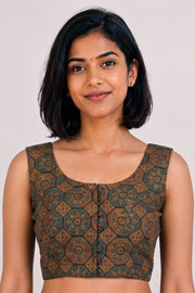 Green Ajrakh Printed Modal Silk 10061048