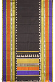 Black Kanjivaram Pure Silk Saree With Temple Mega Border 10077911