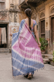 Pink Shibori Dye Semi Tussar Saree 10078221