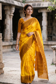 Yellow Sungudi Cotton Saree 10078021