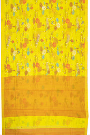 Yellow Chanderi Printed Silk Cotton Saree 10075935