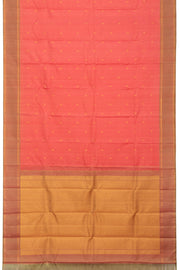 Reddish Orange Checked Kanjivaram Silk Saree 10070656