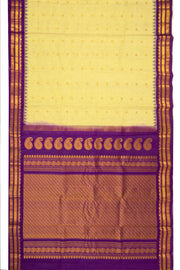 Green Handloom Gadwal Kuttu Cotton Saree With Silk Zari Border 10077069