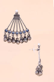 Oxidised Triangular Earring With Ghungroo