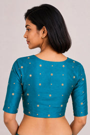 Blue Aari Embroidered Tussar Silk Blouse 10068934