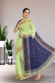 Green Bengal Handwoven Cotton Saree 10075315