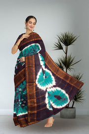 Blue Handcrafted Sungudi Cotton Saree 10074929