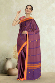 Purple Handloom Chettinad Cotton Saree 10075867