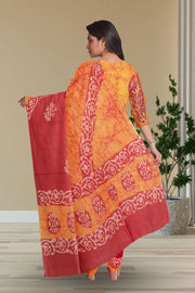 Brown Batik Printed 3-Piece Salwar Suit Material  10075997