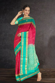 Reddish Pink Handloom Kanjivaram Soft Silk Saree 10075701