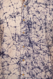 Blue Half Sleeve Batik Printed Cotton Mens Shirt 10076356