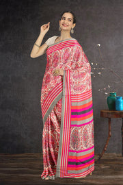 Cream Kashmiri Printed Silk Saree 10075988