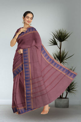 Mauve Handloom Chettinad Cotton Saree 10074938