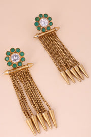 Gold Plated Chandbali Earring With Floral Motif 