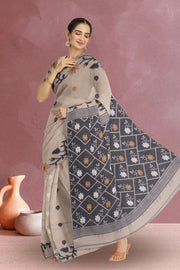 Brown Bengal Handwoven Cotton Saree 10075350
