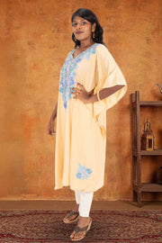 Beige Sozni Embroidered Crepe Silk Kaftan 10064729