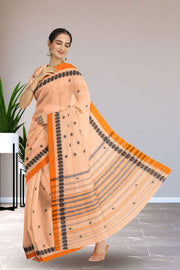 Peach Dhaniakhali Cotton Sarees Without Blouse 10075206