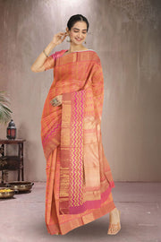 Pastel Red Rose Nakashi Kanjivaram Silk Saree 10075522