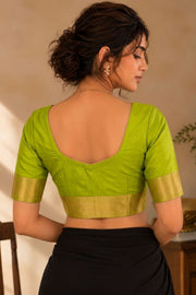 Spring Gold Green Kanjivaram Silk Blouse 10076648