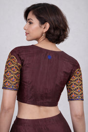 Brown Aari Embroidered Silk Blouse 10068935