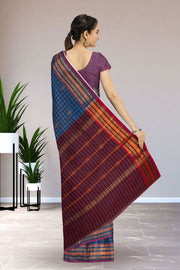 Blue Handloom Chettinad Cotton Saree 10075920