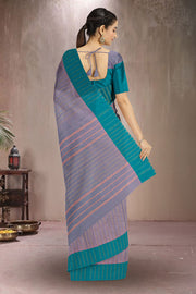 Lavender Art Silk Kanjivaram Saree With Stripes Design 10076350