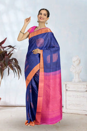 Steel Blue Kanjivaram Soft Silk Saree 10059809