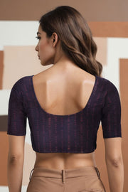 Maroon Indigo Hand Block Print Cotton Blouse 10074597