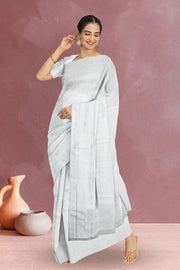 Sea Gray Kanjivaram Tissue Vegan Silk Saree 10075564