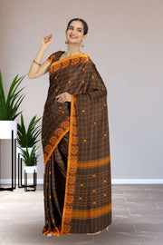 Black Handloom Chettinad Cotton Saree Without Blouse 10075122