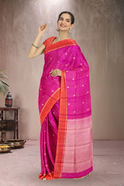Hot Pink Handloom Kanjivaram Silk Saree 10065057