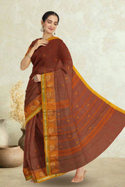 Maroon Handloom Chettinad Cotton Saree 10075075