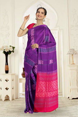 Eggplant Purple Handloom Kanjivaram Soft Silk Saree 10063251