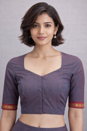 Purple Aari Embroidered Mangalgiri Cotton Blouse 10070741