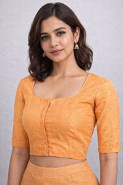 Orange Aari Embroidered Chanderi Silk Cotton Blouse 10068926