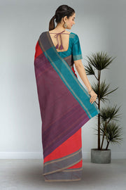 Red Art Silk Kanjivaram Saree With Checks Design 10076347