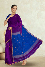 Purple Maheshwari Silk Cotton Saree 10075256