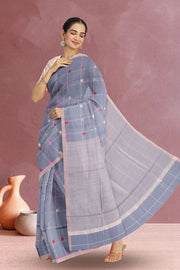 Grey Chanderi Silk Cotton Saree 10075379