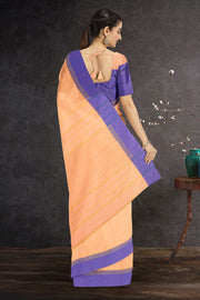 Peach Art Silk Kanjivaram Saree With Checks Design 10076310