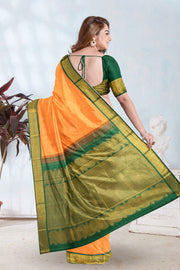 Fanta Orange Korvai Kanjivaram Silk Saree 10075651