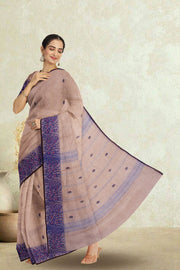 Beige Handloom Chettinad Cotton Saree 10075082
