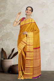 Sunshine Yellow Korvai Kanjivaram Silk Saree 10065802