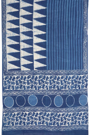 Indigo Blue Dyed Mulmul Cotton Saree 10075054