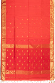 Red Handloom Maheshwari Silk Cotton Saree - Avishya