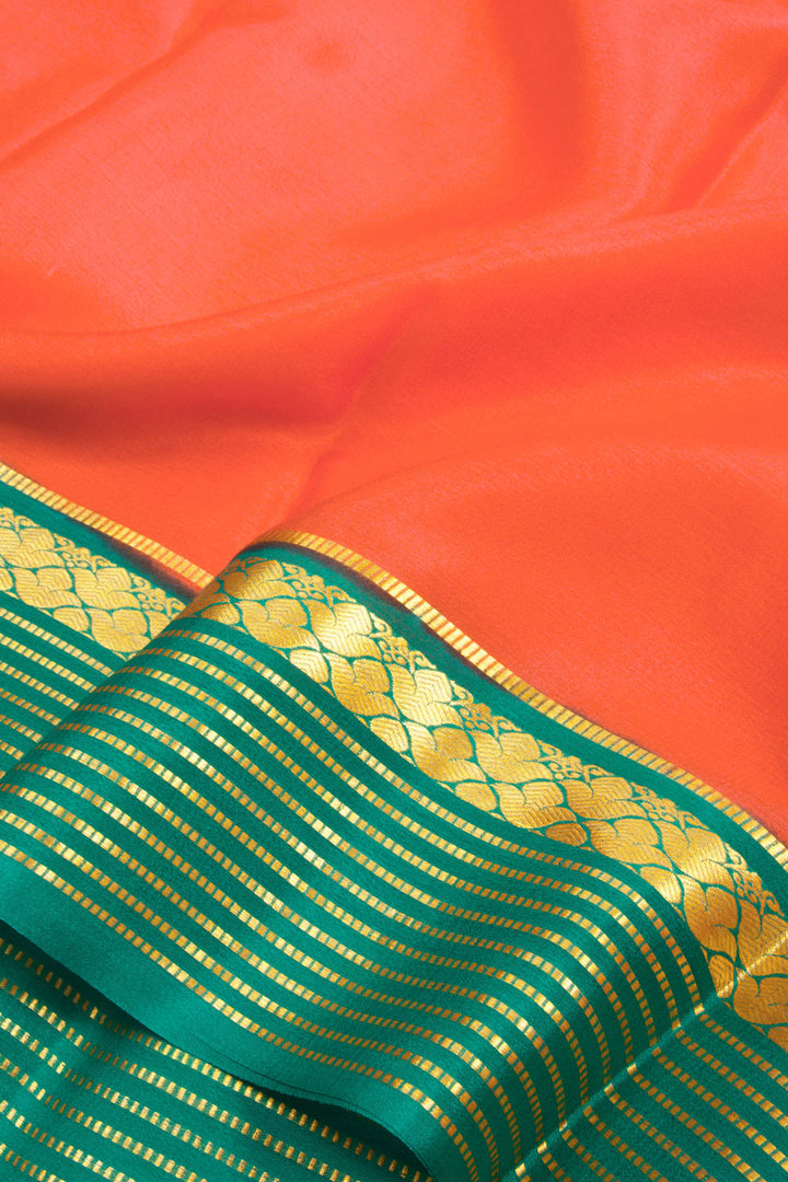Fire Orange Mysore Crepe Silk Saree 10062302