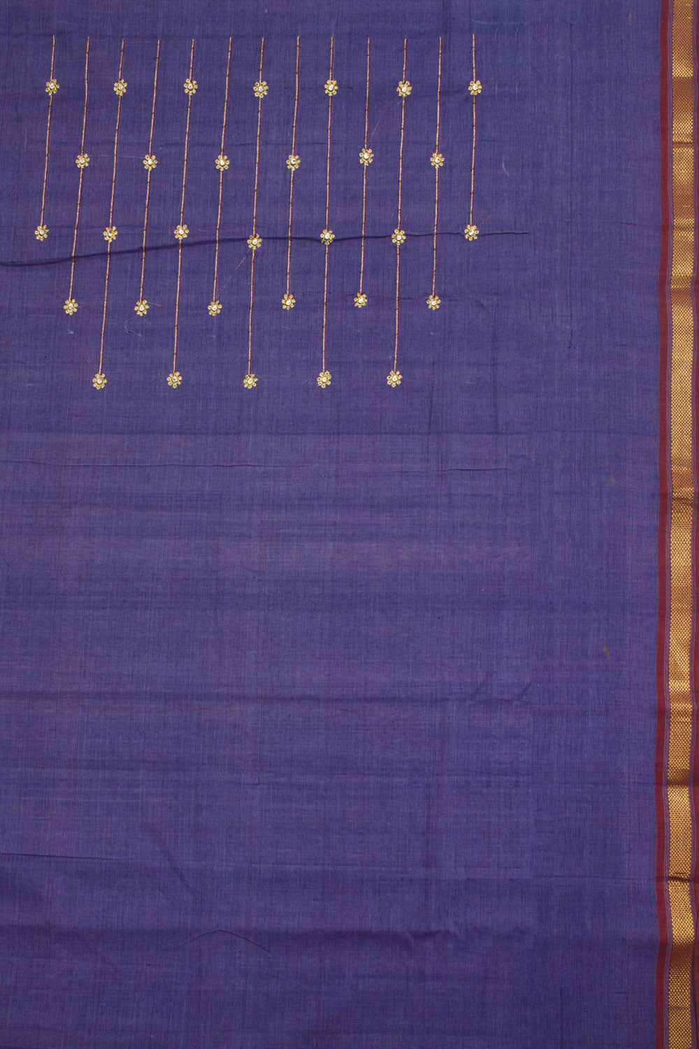 Dark Lavender Aari Embroidered Mangalgiri Cotton Blouse Material 10062432